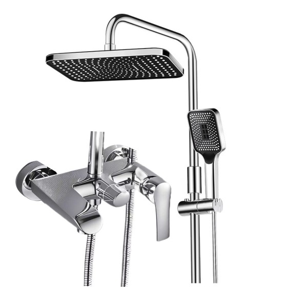 N16 chrome shower set  and square rose ,pvc hose ,5pcs one carton from china